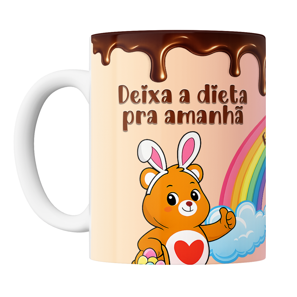 Caneca Páscoa dos Ursinhos Carinhosos - Deixa a Dieta pra Amanhã