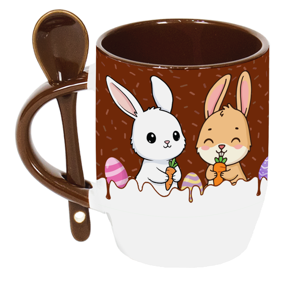 Caneca Colher Páscoa - Coelhinhos