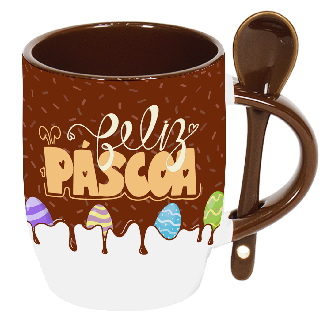 Caneca Colher Páscoa - Coelhinhos - Vista 2