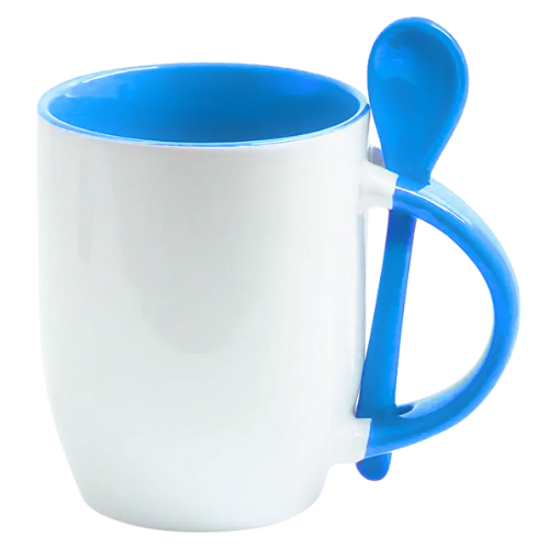 Caneca Colher Personalize - Azul Claro