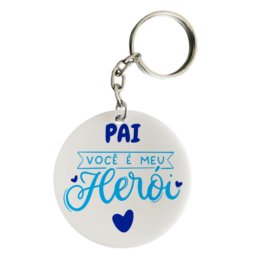 Chaveiro Pai Meu Herói - Azul