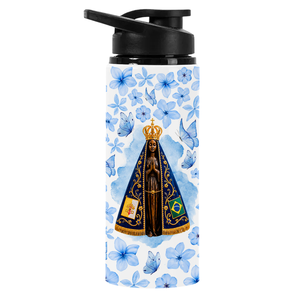 Garrafa Personalizada 750ML - Nossa Senhora Aparecida Floral