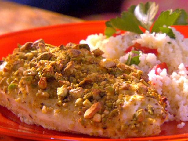 Roasted Chicken, Goat’s Cheese, Macadamia Nut Crust & Pimento Couscous
