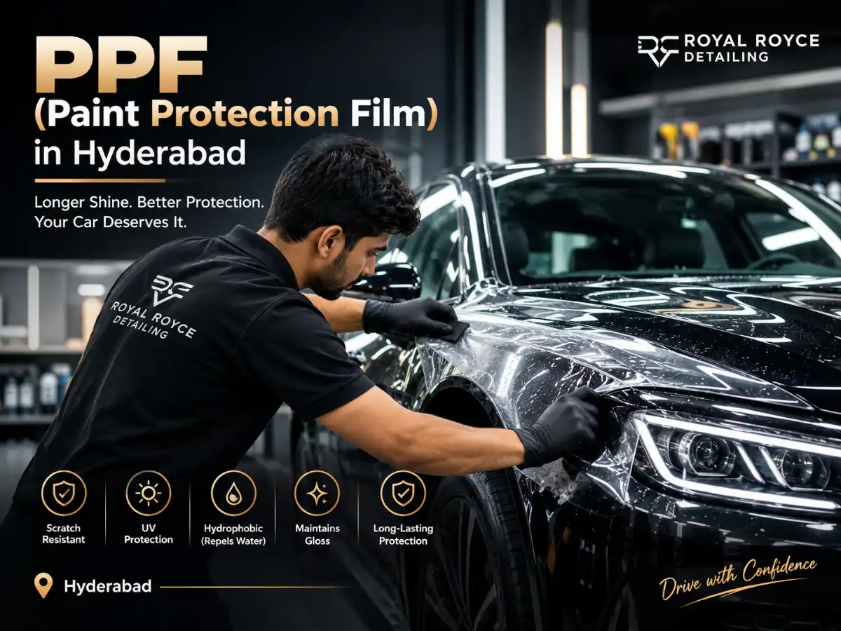 Paint protection film service by Royal Royce Detailing in Hyderabad