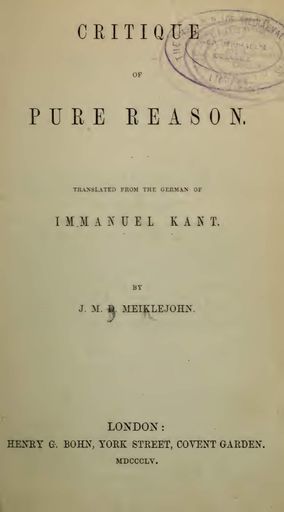Kritik der reinen Vernunft