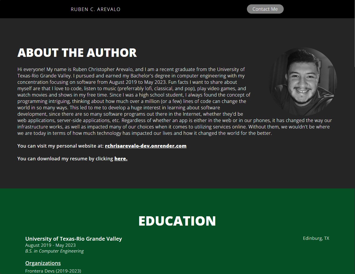 Ruben Arevalo CV Website