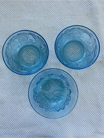 Kig Indonesia Ice Blue Pressed Glass Bowls And