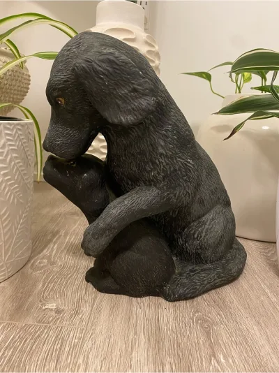 Vintage Scioto Ceramic Mold Guardian Mother Dog & Puppy Garden Statue Sculpture