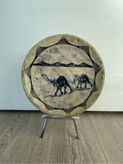 Stone Handcrafted Elephant Motif Decorative Plate