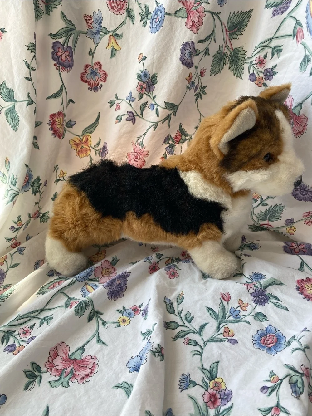 Plush Corgi Dog Toy - Brown, Black & White Stuffed Animal