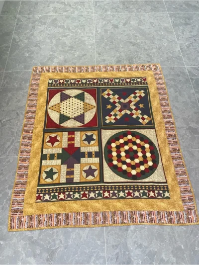 Folk Art Patchwork & Appliqué Quilt – Americana Stars • Country Cottage