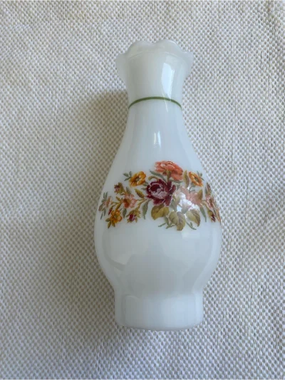 White Floral Milk Glass Lamp Shade / Candle Holder Top