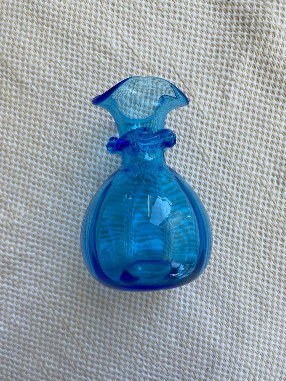 Blue Hand-Blown Glass Vase - Home Art