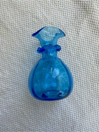 Blue Hand-Blown Glass Vase - Home Art