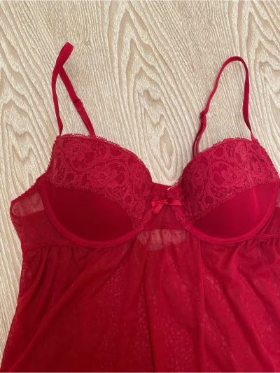 Style - Size L - Red Lace Babydoll Chemise / Slip