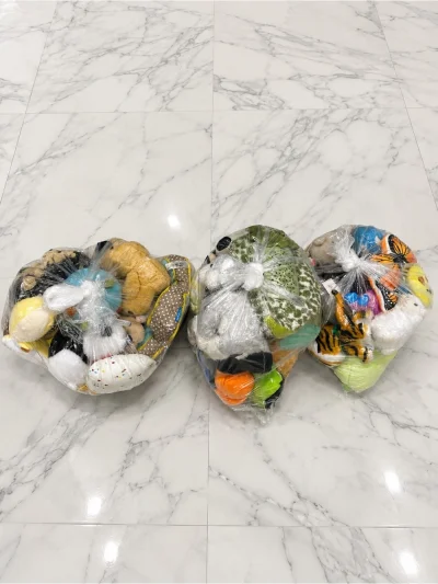 3 Big Bags - Around 30 Stuffed Animals- Mixed Plush Toy Bundle - Assorted Colors