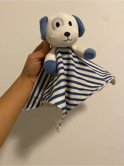 Kidgets Blue & White Striped Puppy Lovey - Security Blanket