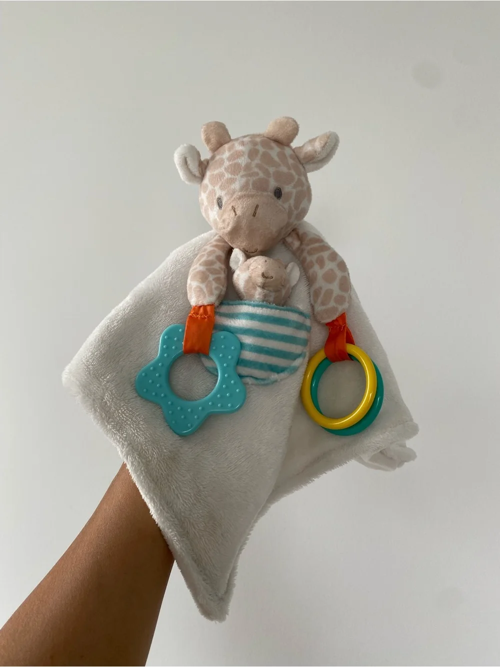 Carter’S Giraffe Lovey White Tan Baby Security Blanket Plush Teether