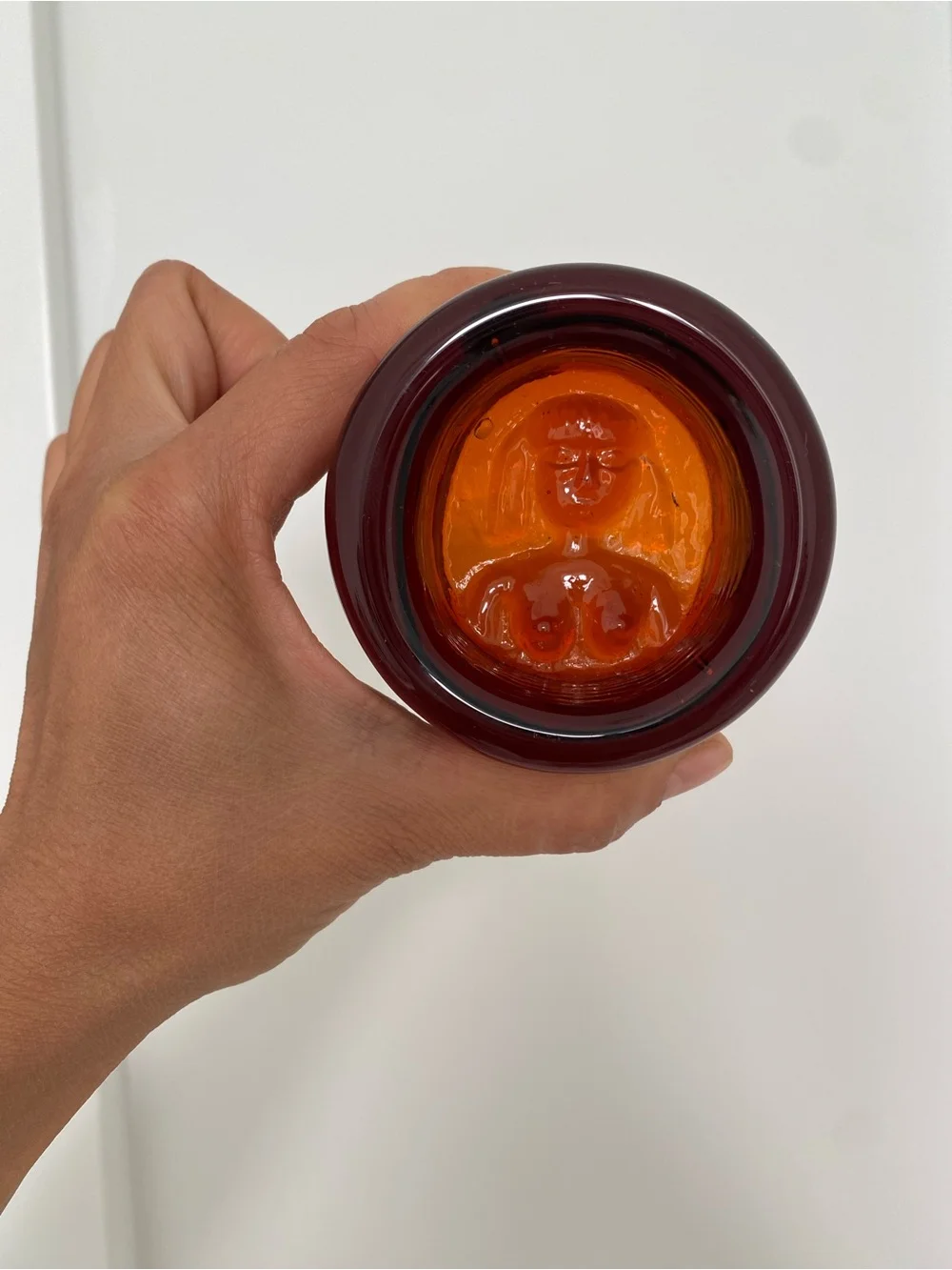 Erik Höglund Kosta Boda Amber Glass Bowl “Eve” Figural Dish Sweden