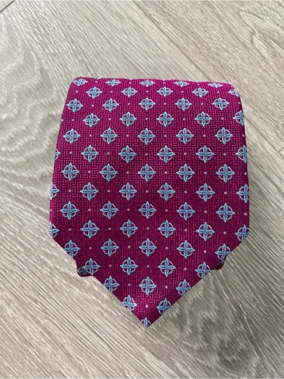 Brooks Brothers Wine Red Silk Tie With Light Blue Medallions