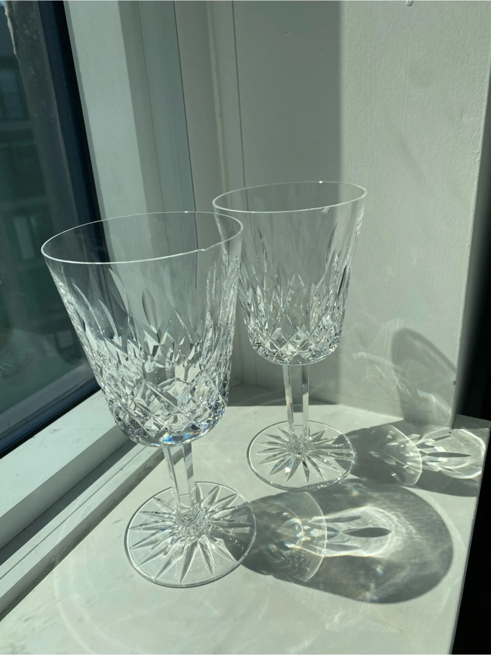 Set of 2 - Waterford - crystal water goblet - wine glasses- Lismore