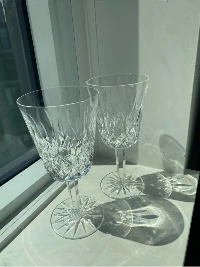Set of 2 - Waterford - crystal water goblet - wine glasses- Lismore