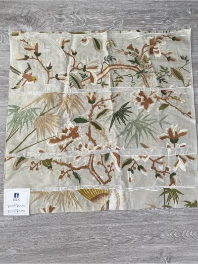 Telio Embroidered Botanical Square Fabric 62Cm - Silk Blend