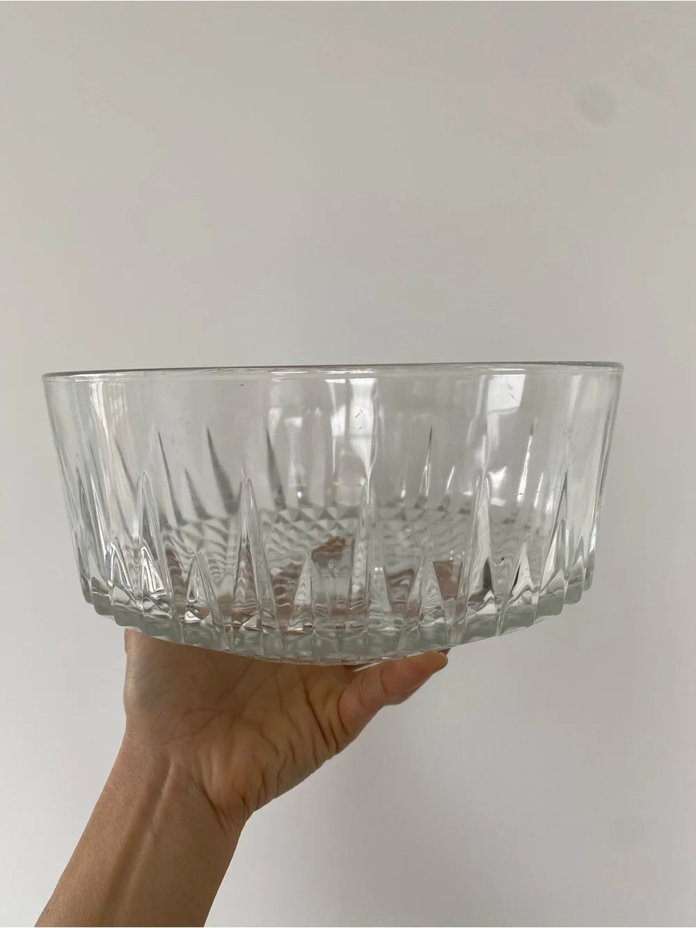 Arcoroc France - Cut Glass Diamond Starburst Salad Bowl