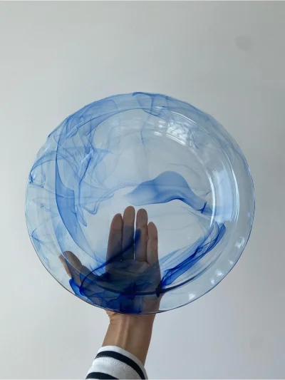 New Without Tag - Stunning Pyrex Water Colour Lagoon Blue Pie Plate