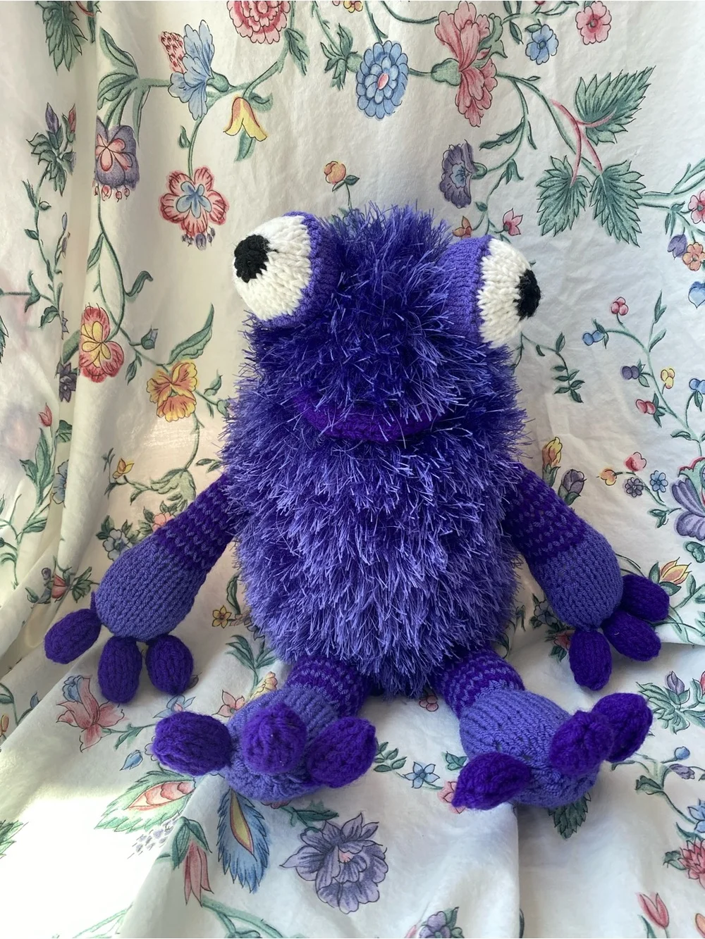 Purple Crocheted Amigurumi Fuzzy Monster Plush Toy
