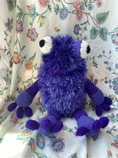 Purple Crocheted Amigurumi Fuzzy Monster Plush Toy