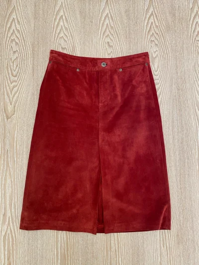 Real Suede Midi Gap Skirt