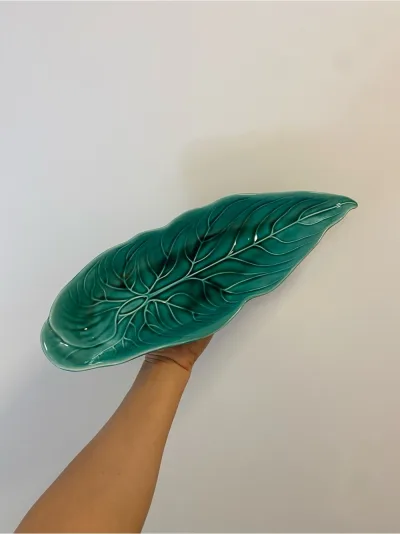 Vintage Ceramic Wedgwood Majolica Long Leaf Plate
