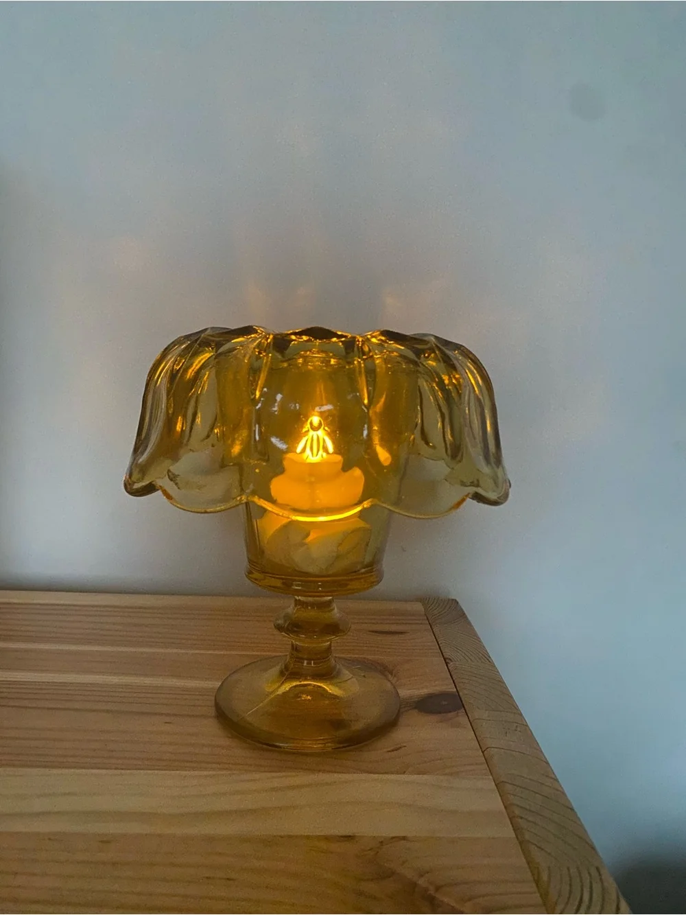 Whimsical Amber Glass - Fairy Lamp Inspired Candle Holder