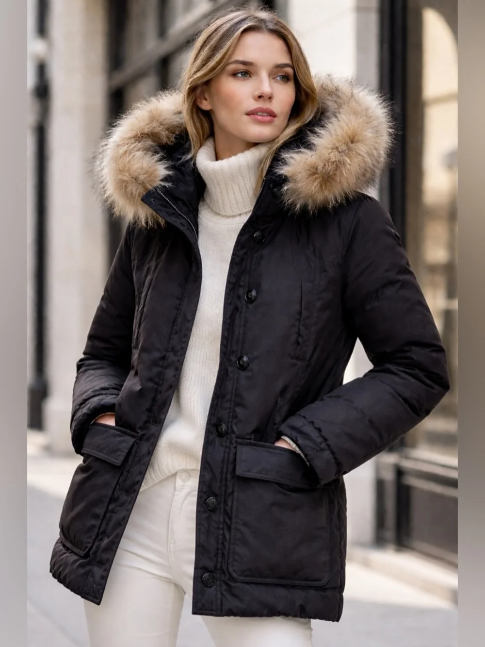 Beautiful Club Monaco Real Fur Down Jacket