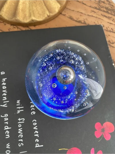 Dynasty Gallery Blue Glass Paperweight - Deep Cobalt Art Sphere