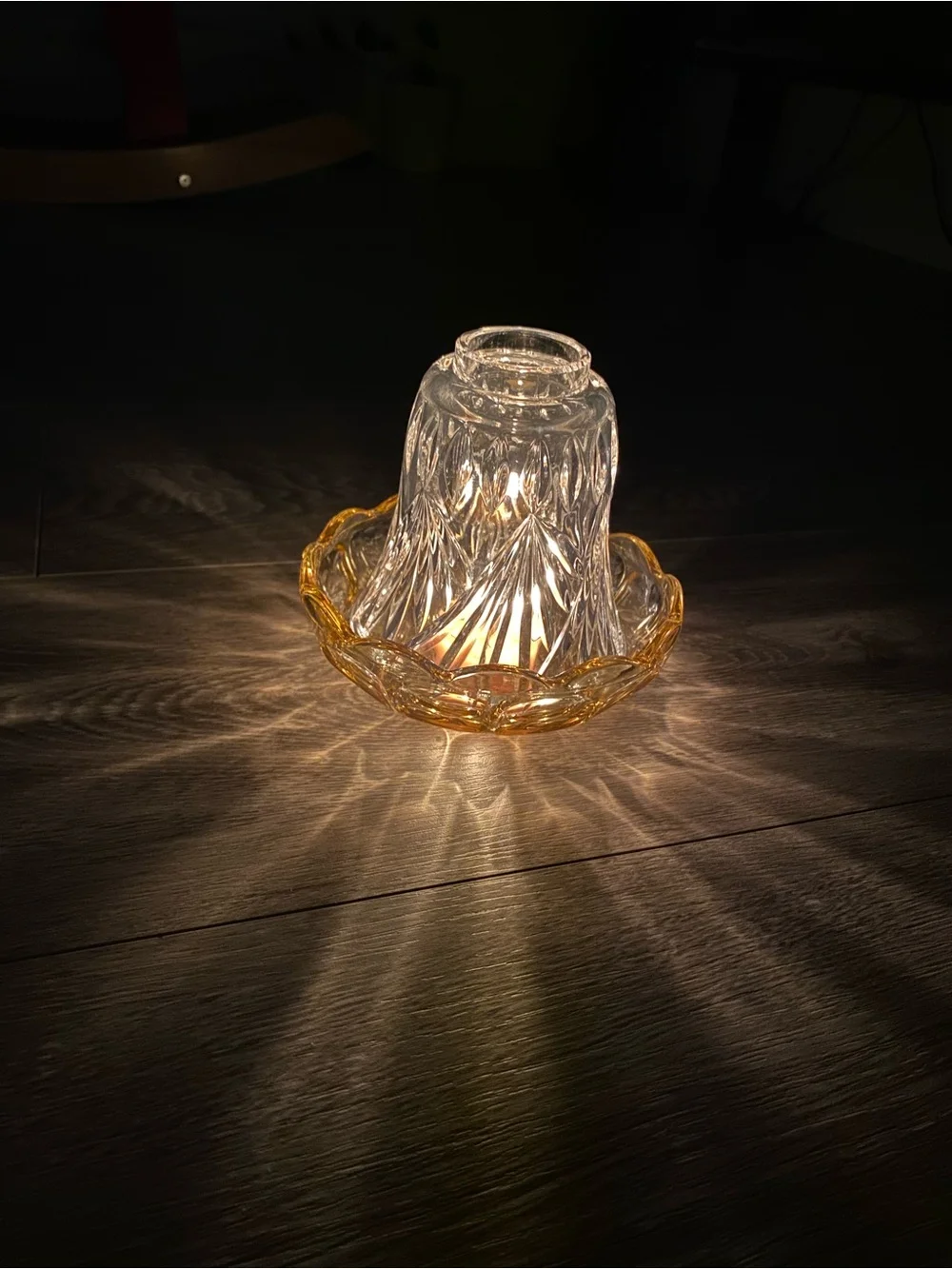 Fairy Lamp Inspired Crystal/ Glass Shade With Amber Base