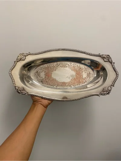 ✨ Silver-Plated Ornate Serving Tray | Jewelry Holder & Catch-All