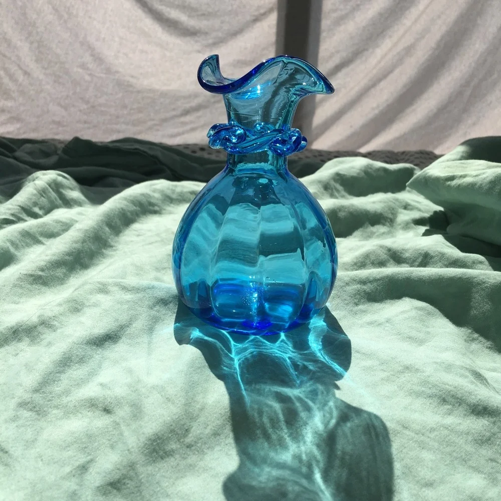 Hand Blown Blue Glass Vase