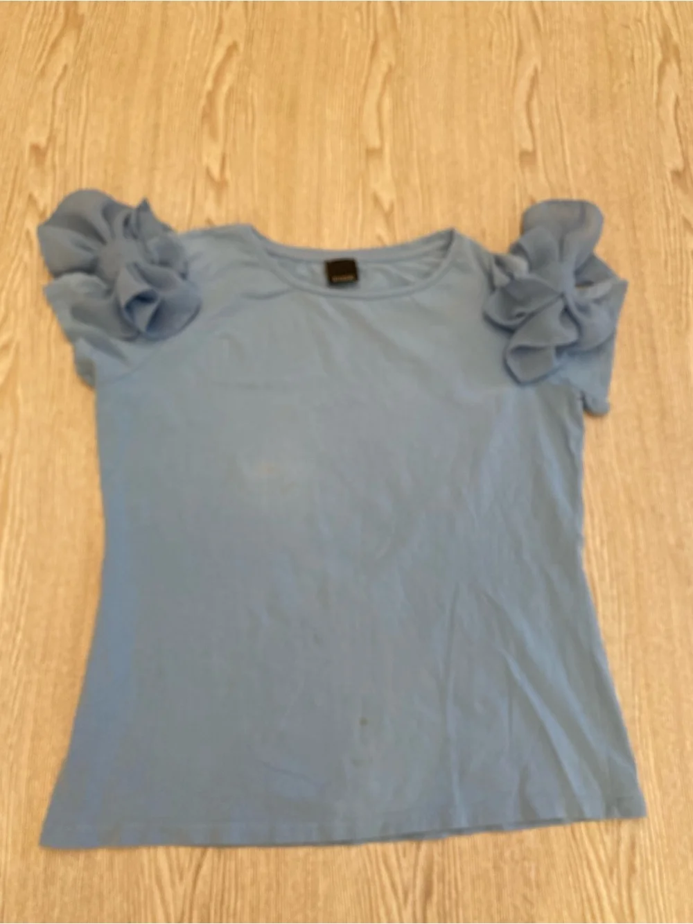 Pinko Blue Shirt With Bow Detail On Sleeves - Size Xs / S