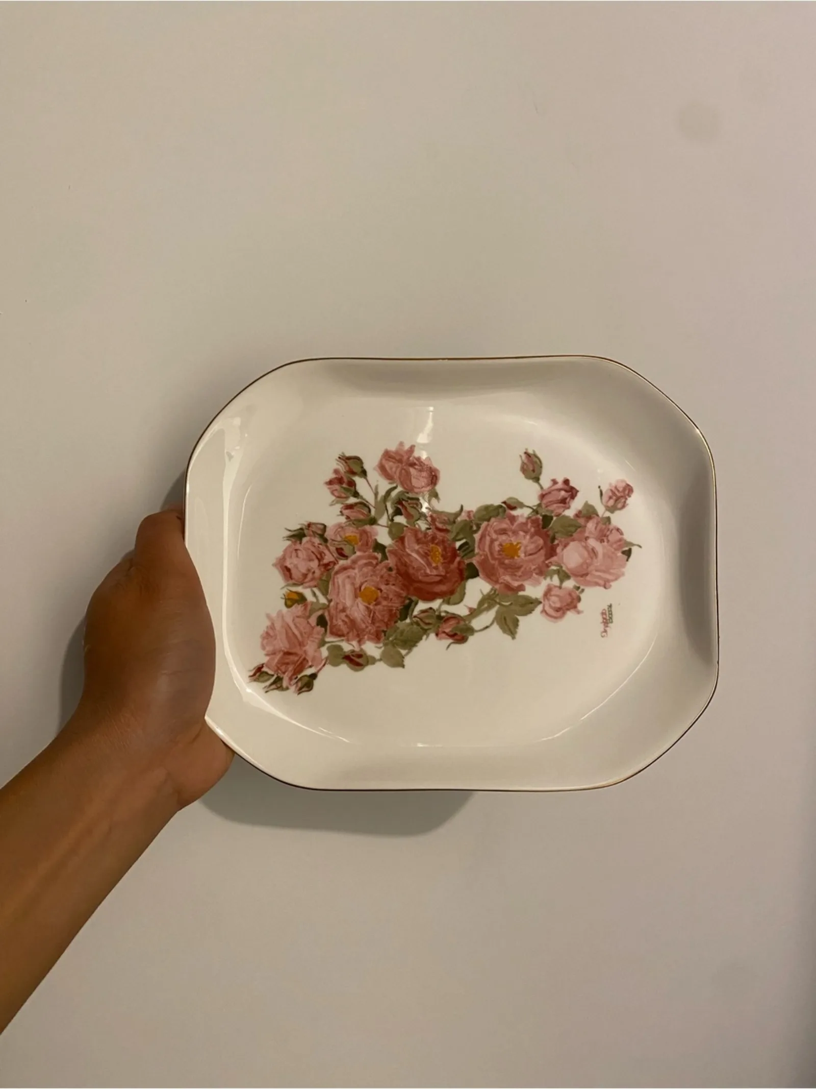 Floral Rose Bone china Dish designed by Elizabeth Berry - collectibles
