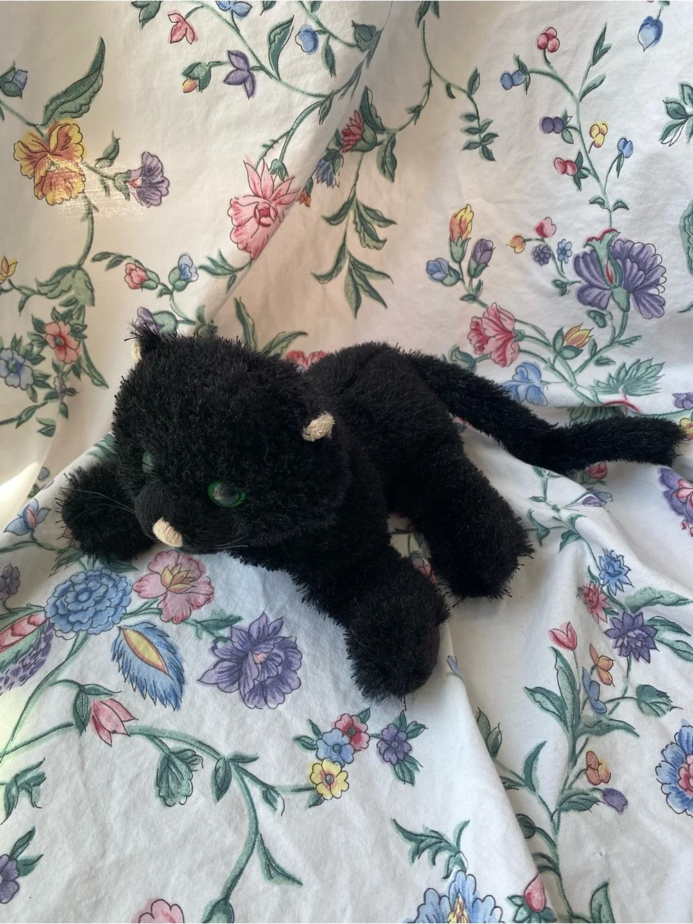 Ganz Black Plush Cat Tail Accent With Heart Tag