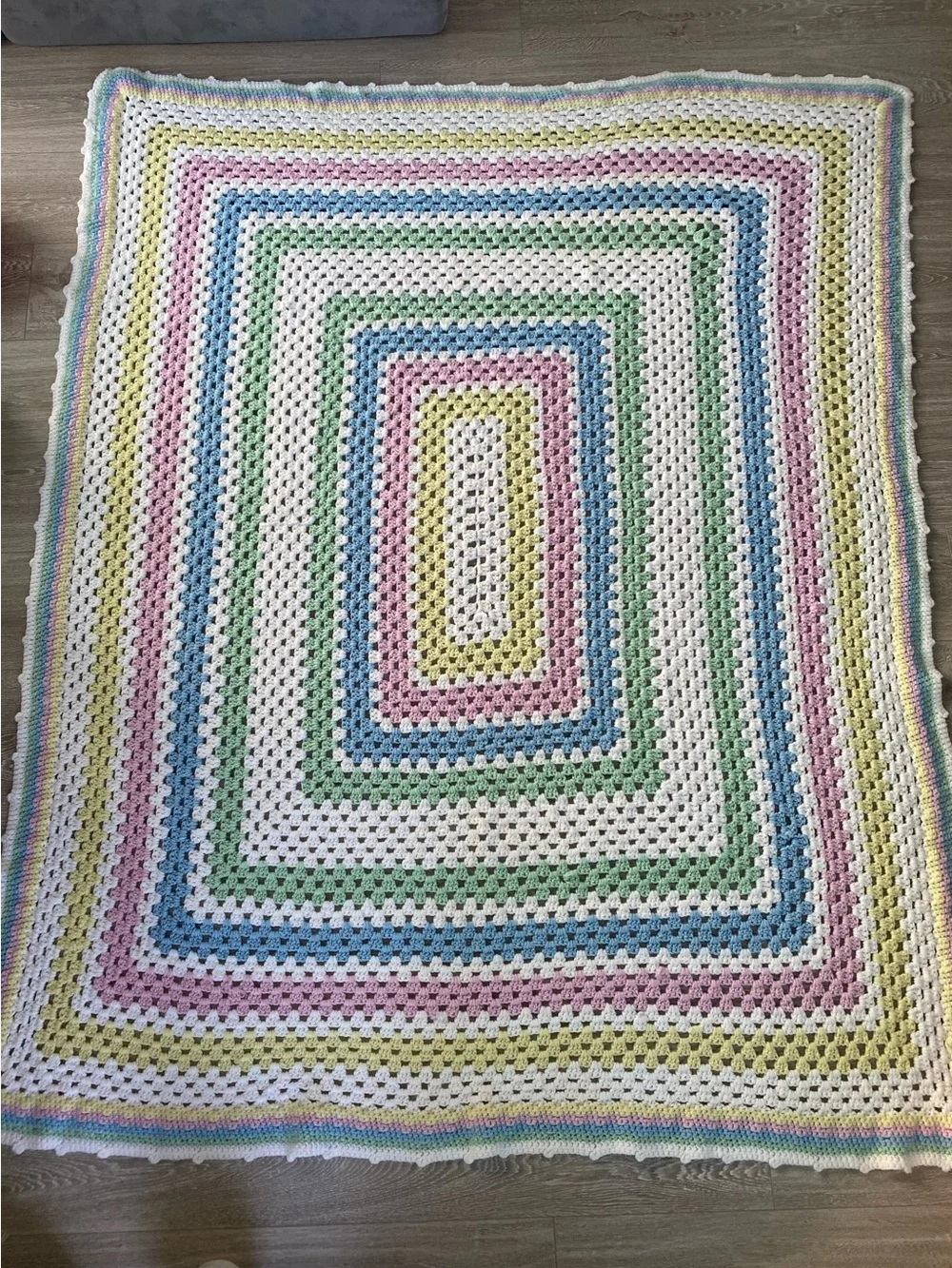 Handmade Granny Style Pastel Crochet Blanket – 60” X 75”