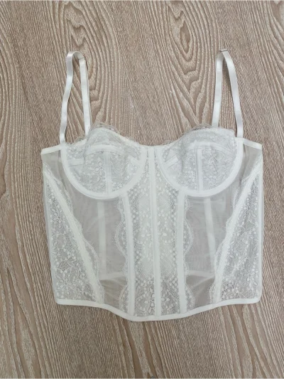 Size M - White Lace Corset Bustier Top
