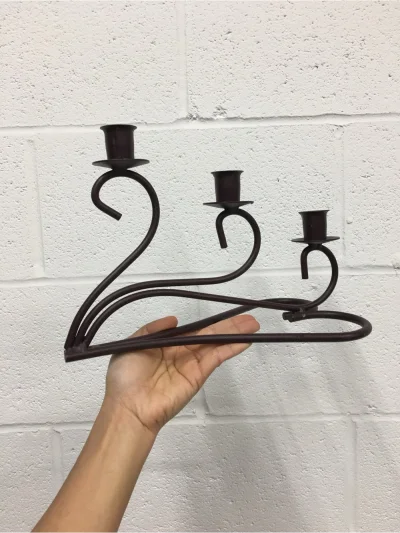 Wrought Iron Candelabra, Gothic Candle Holder- Dark Burgundy