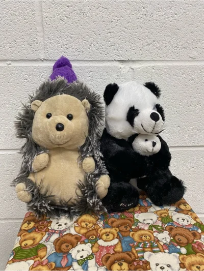 Set Of 2 - Purdys Chocolatier Holly Jolly Philbert Plushie And Panda Mama Baby