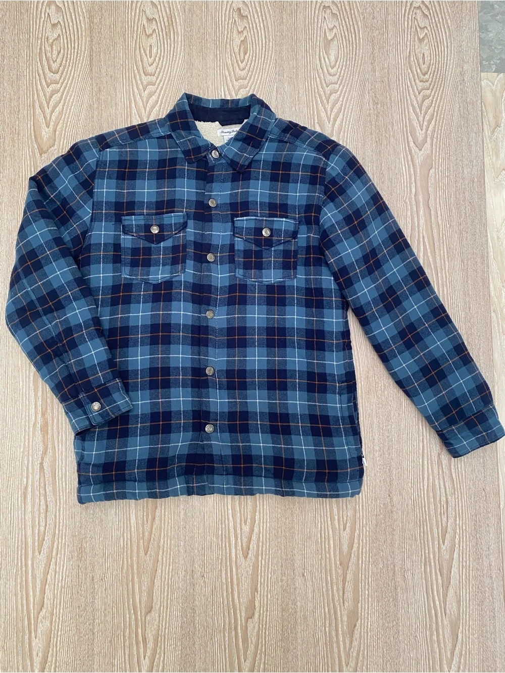 Tommy Bahama - Blue Plaid Button-Up Flannel Shirt - Sherpa Lining