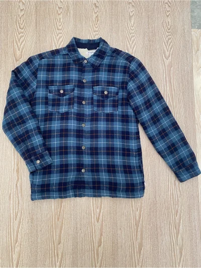 Tommy Bahama - Blue Plaid Button-Up Flannel Shirt - Sherpa Lining
