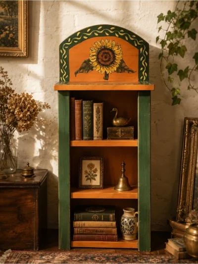Hand-Painted Sunflower Wooden Shelf