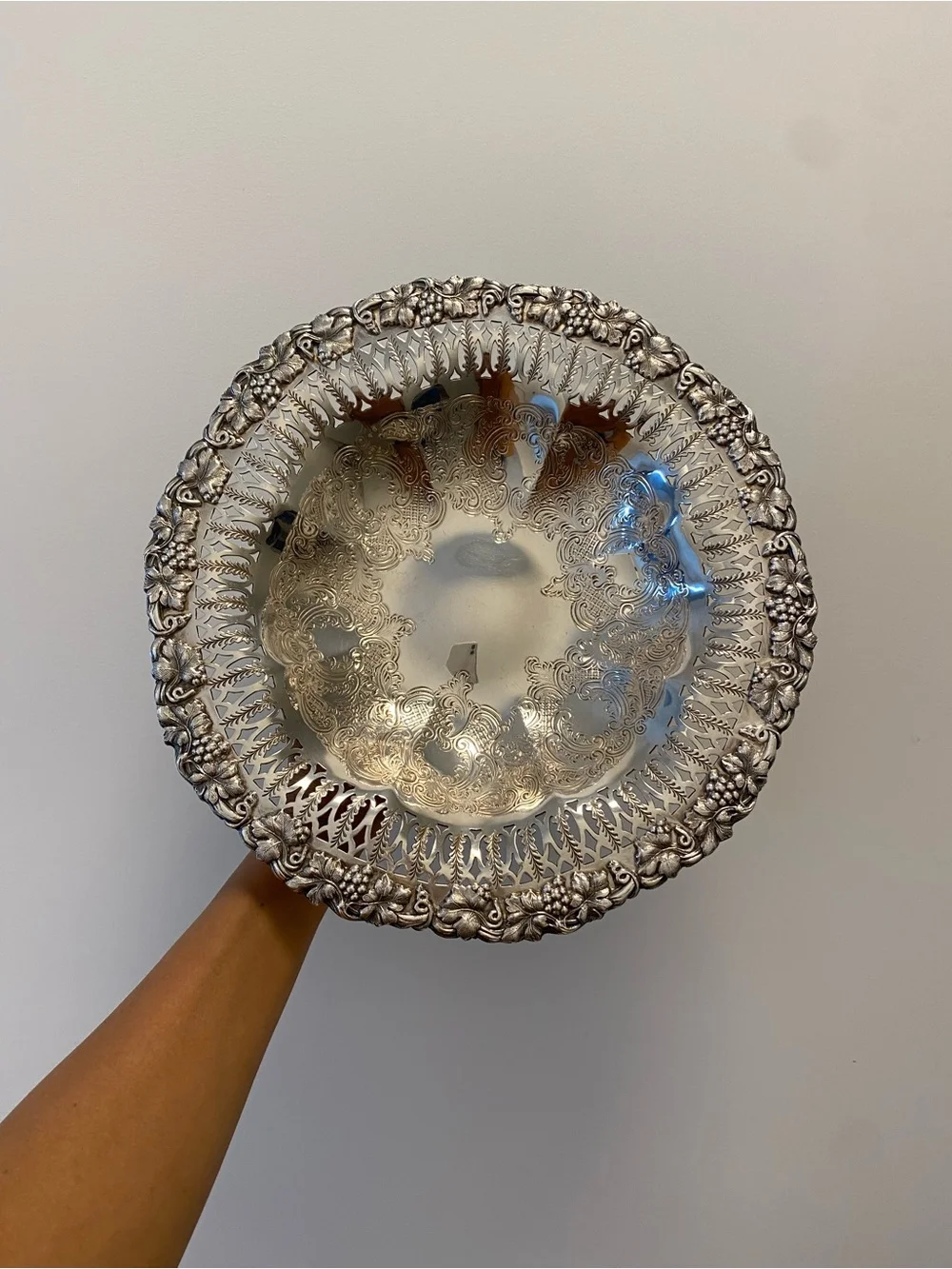 Ornate Silver Decorative Bowl - Elegant Filigree Home Accent